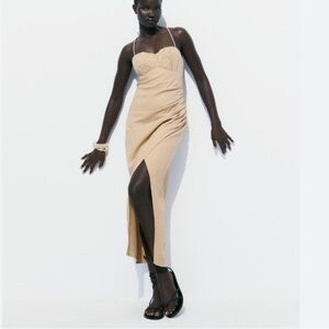 ZARA draped linen summer dress SMALL